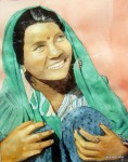 jeune femme au sari vert